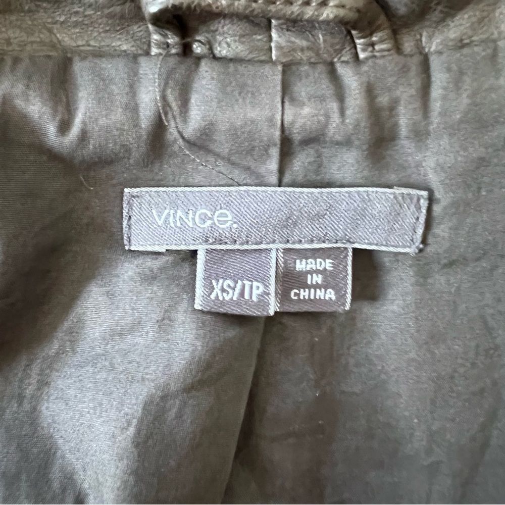 Vince 100% Brown Leather Moto Jacket XS - Picture 10 of 10